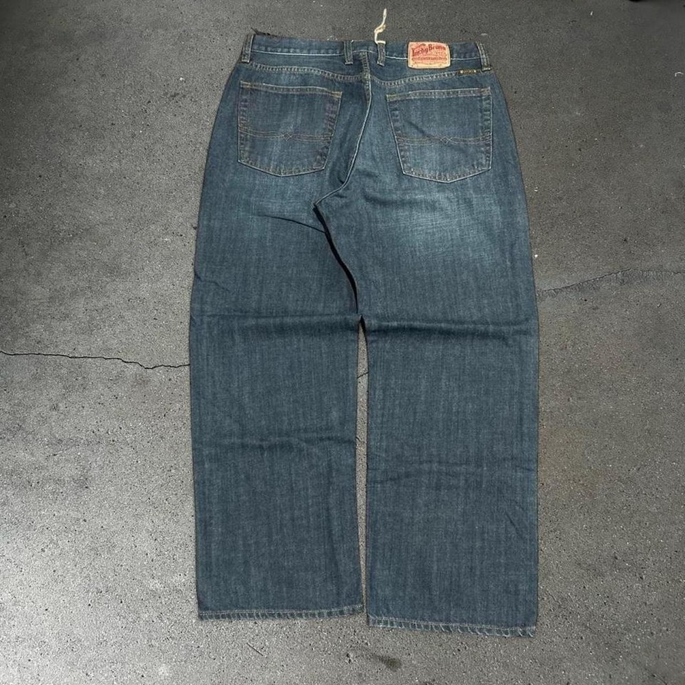 Y2K men's Lucky Brand dark blue baggy grunge denim jeans Size 36x30